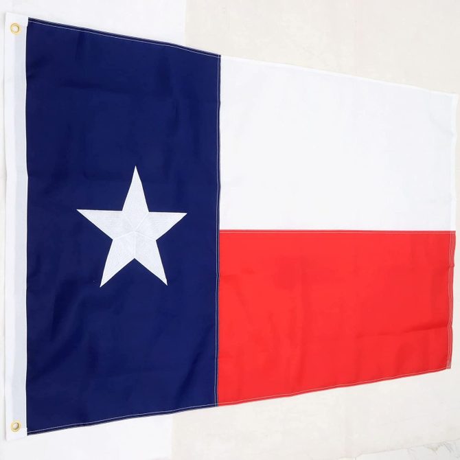 Texas Flag 3x5 ft 2x3 ft 4x6 ft 5x8 ft Heavy Duty Outdoor - Embroidered Stars- Long Lasting Color Retention - Brass Grommets and 4 Stitch Hemming - Image 25