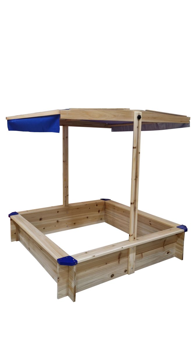 Children's Wooden Sandbox with Adjustable Canopy, Sandpit with Covers Kids Wood Playset Outdoor Backyard - Upgrade Retractable,45.3"L x 45.3"W x 46.5"H,Golden Red - Image 5
