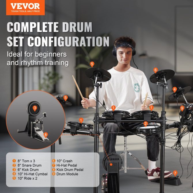 Electric Drum Set Electronic Drum Kit 480 Sounds for Beginners & Adults - Image 2
