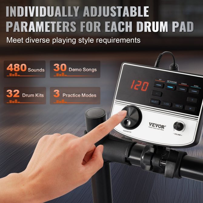 Electric Drum Set Electronic Drum Kit 480 Sounds for Beginners & Adults - Image 3