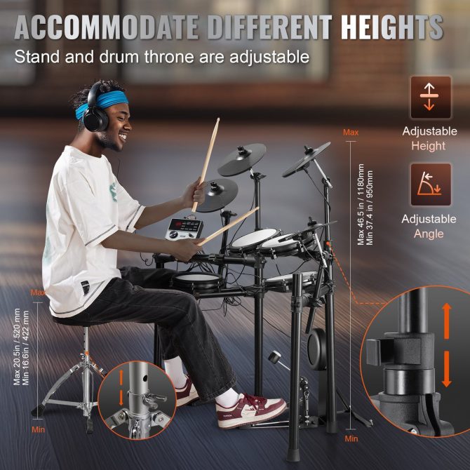 Electric Drum Set Electronic Drum Kit 480 Sounds for Beginners & Adults - Image 6