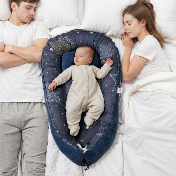 VEVOR Baby Infant Lounger 100% Cotton Soft Newborn Nest Sleeper with Headrest - Image 8