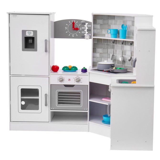 Christmas Gift! VEVOR Kitchen Playset Kids Pretend Cooking Play Toy 24 Piece Accessories White - Image 11