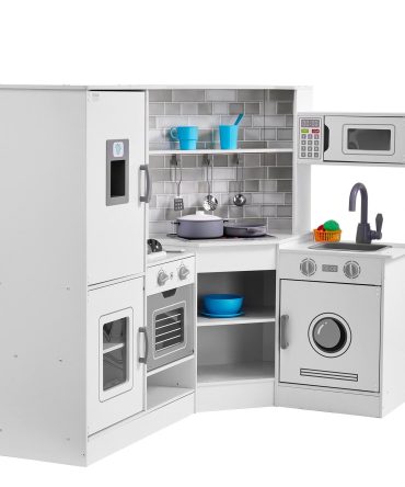 Christmas Gift! VEVOR Kitchen Playset Kids Pretend Cooking Play Toy 24 Piece Accessories White