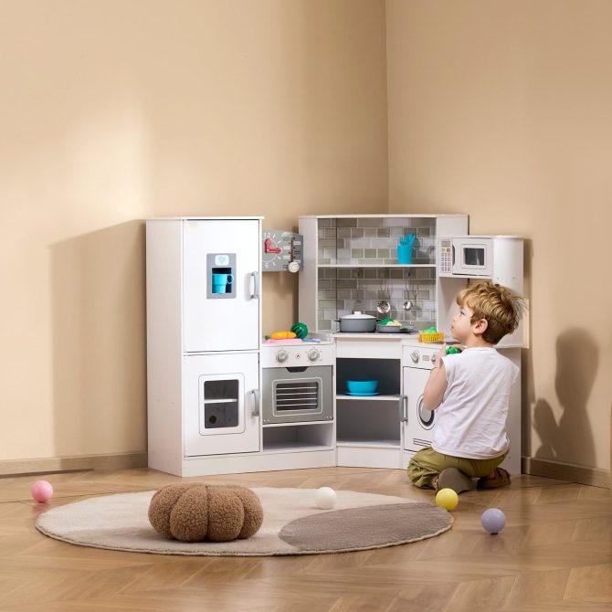 Christmas Gift! VEVOR Kitchen Playset Kids Pretend Cooking Play Toy 24 Piece Accessories White - Image 8
