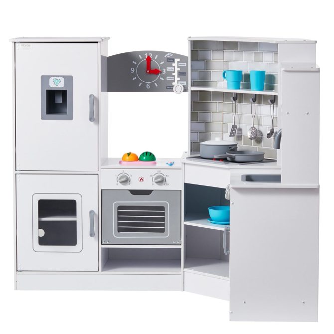 Christmas Gift! VEVOR Kitchen Playset Kids Pretend Cooking Play Toy 24 Piece Accessories White - Image 10