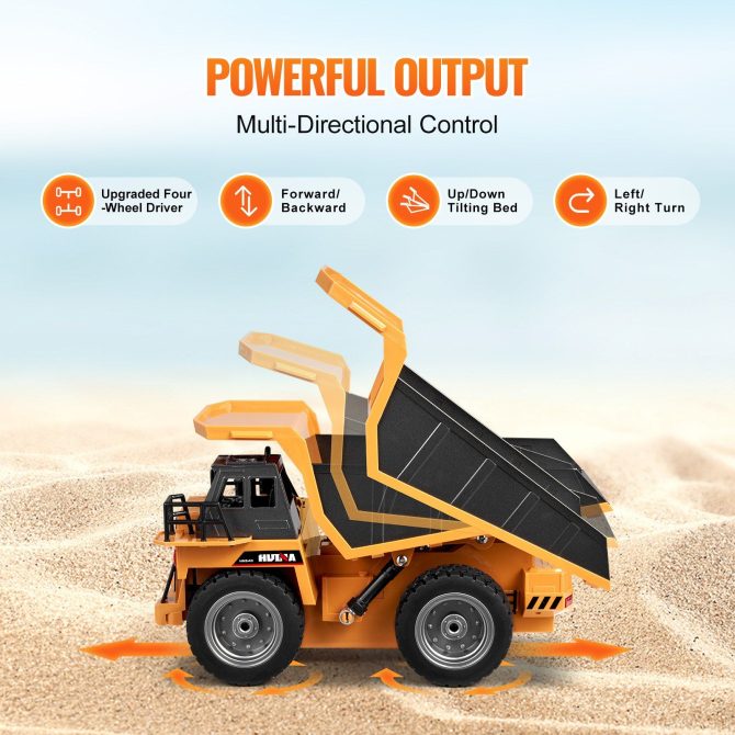 Christmas Gift! VEVOR RC Remote Control Dump Truck Toy Construction Vehicle Toy 9CH 1:18 Scale - Image 3