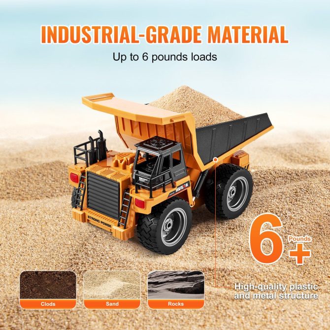 Christmas Gift! VEVOR RC Remote Control Dump Truck Toy Construction Vehicle Toy 9CH 1:18 Scale - Image 4