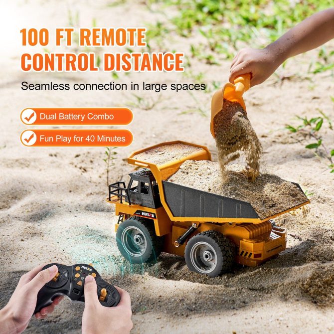 Christmas Gift! VEVOR RC Remote Control Dump Truck Toy Construction Vehicle Toy 9CH 1:18 Scale - Image 5