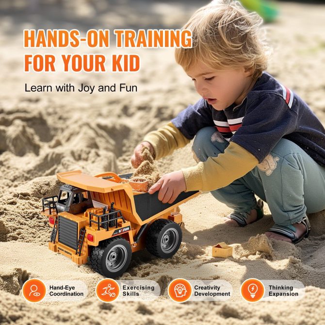 Christmas Gift! VEVOR RC Remote Control Dump Truck Toy Construction Vehicle Toy 9CH 1:18 Scale - Image 6