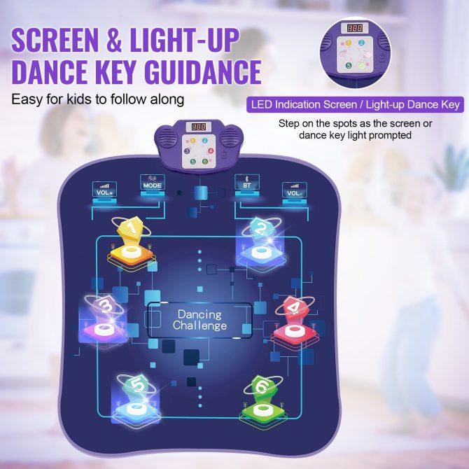 VEVOR Dance Mat for Kids Dance Pad Toy with Wireless Bluetooth Gift for 3+ Girls - Image 3
