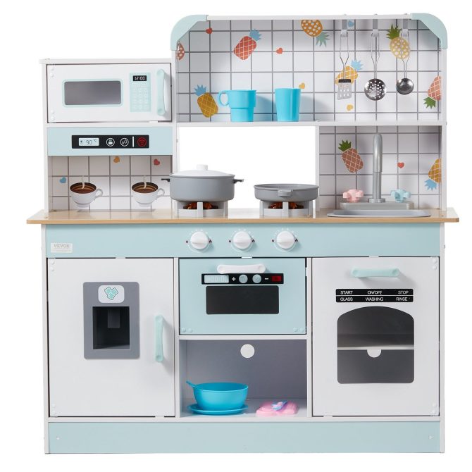 Christmas Gift! VEVOR Kitchen Playset Kids Pretend Cooking Play Toy 24 Piece Accessories White - Image 11