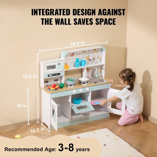 Christmas Gift! VEVOR Kitchen Playset Kids Pretend Cooking Play Toy 24 Piece Accessories White - Image 3