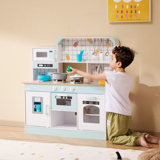 Christmas Gift! VEVOR Kitchen Playset Kids Pretend Cooking Play Toy 24 Piece Accessories White - Image 8