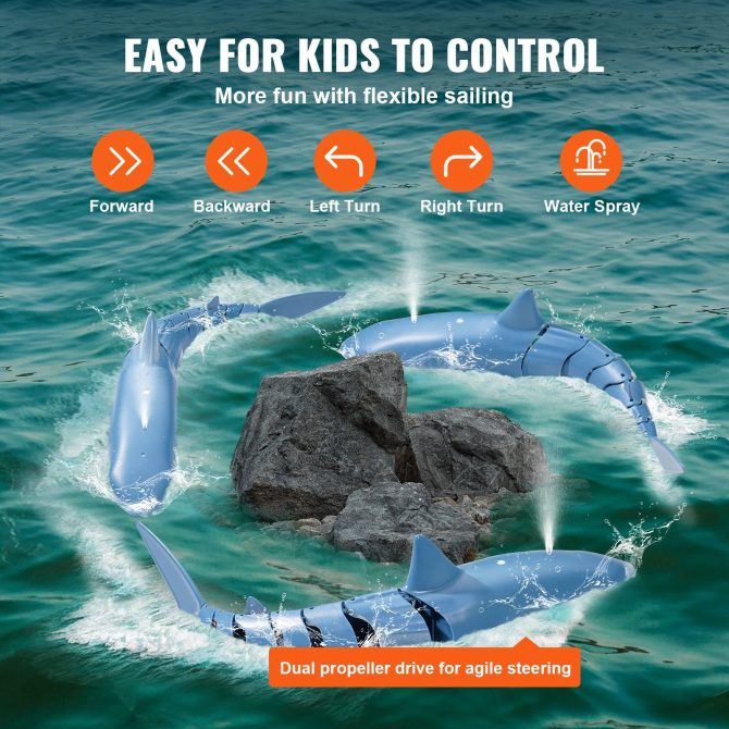 Christmas gifts! VEVOR Remote Control Shark Toy 2.4 GHz High Speed RC Boat for Kids Adults Gift - Image 3