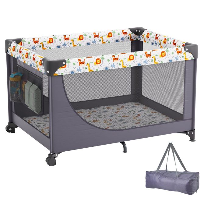 VEVOR Baby Playpen Quick-Folding Portable Baby Toddler Fence Play Yard & Wheels - Image 11