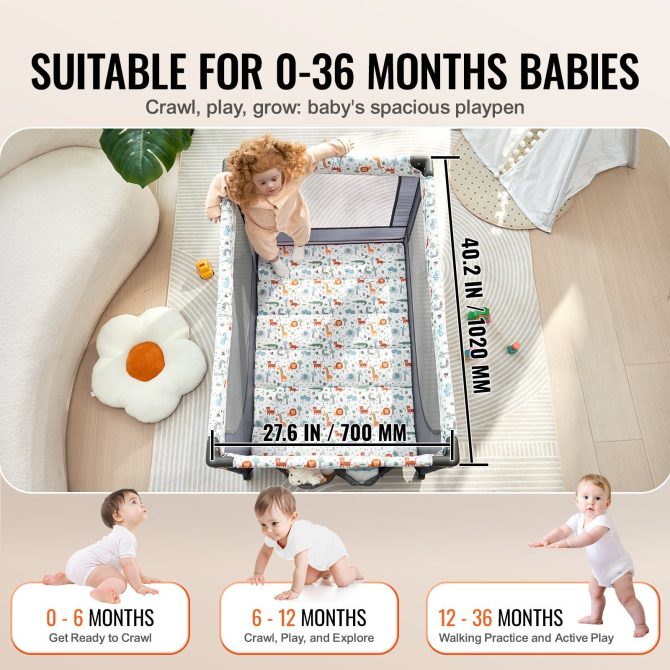 VEVOR Baby Playpen Quick-Folding Portable Baby Toddler Fence Play Yard & Wheels - Image 3