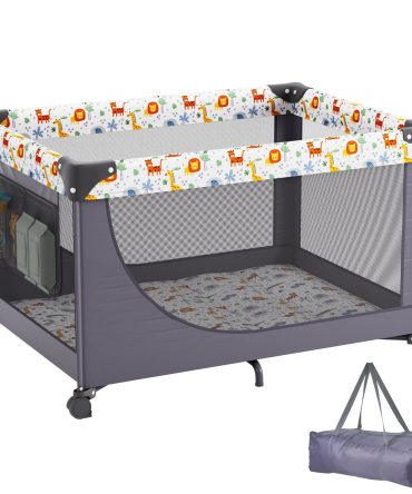 VEVOR Baby Playpen Quick-Folding Portable Baby Toddler Fence Play Yard & Wheels