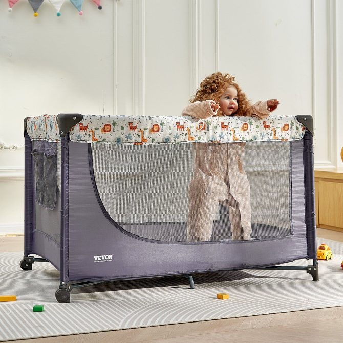 VEVOR Baby Playpen Quick-Folding Portable Baby Toddler Fence Play Yard & Wheels - Image 8