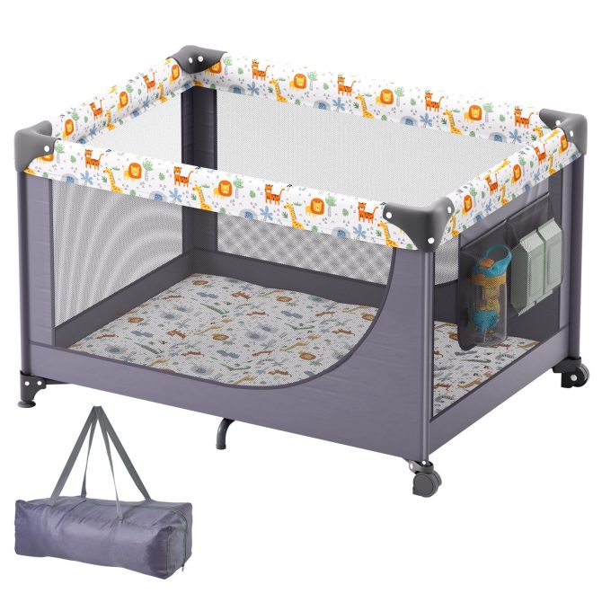 VEVOR Baby Playpen Quick-Folding Portable Baby Toddler Fence Play Yard & Wheels - Image 10