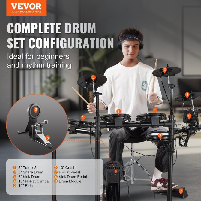 VEVOR Electric Drum Set Electronic Drum Kit 480 Sounds for Beginners & Adults - Image 2
