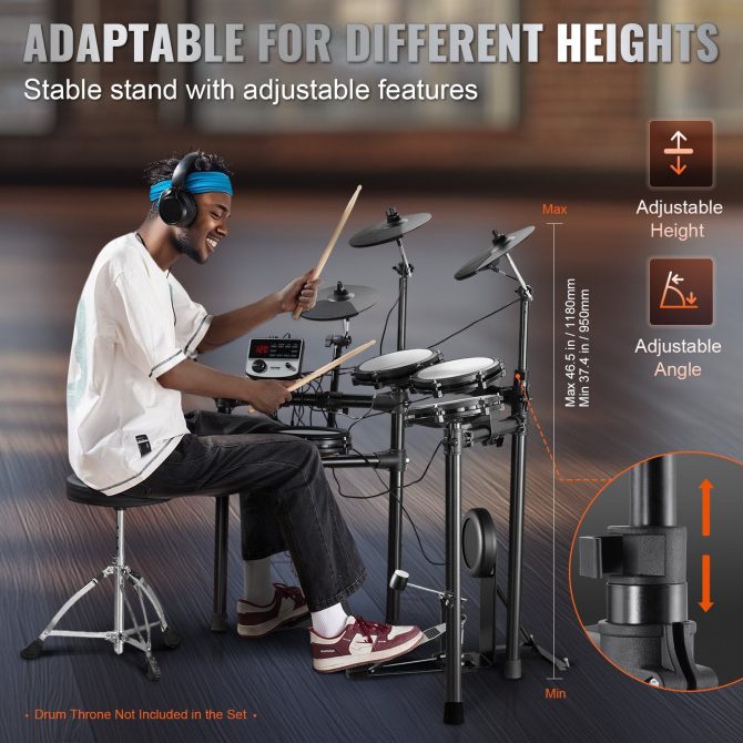 VEVOR Electric Drum Set Electronic Drum Kit 480 Sounds for Beginners & Adults - Image 6