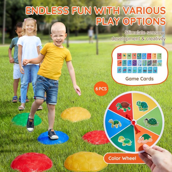VEVOR Kids Balance Stepping Stones Sensory Obstacle Course 6 PCS Outdoor Indoor - Image 3