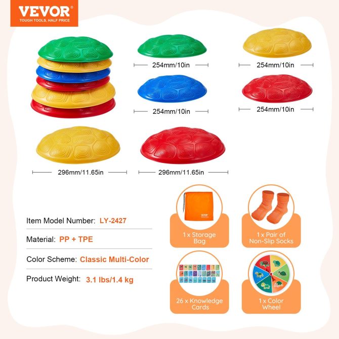 VEVOR Kids Balance Stepping Stones Sensory Obstacle Course 6 PCS Outdoor Indoor - Image 7