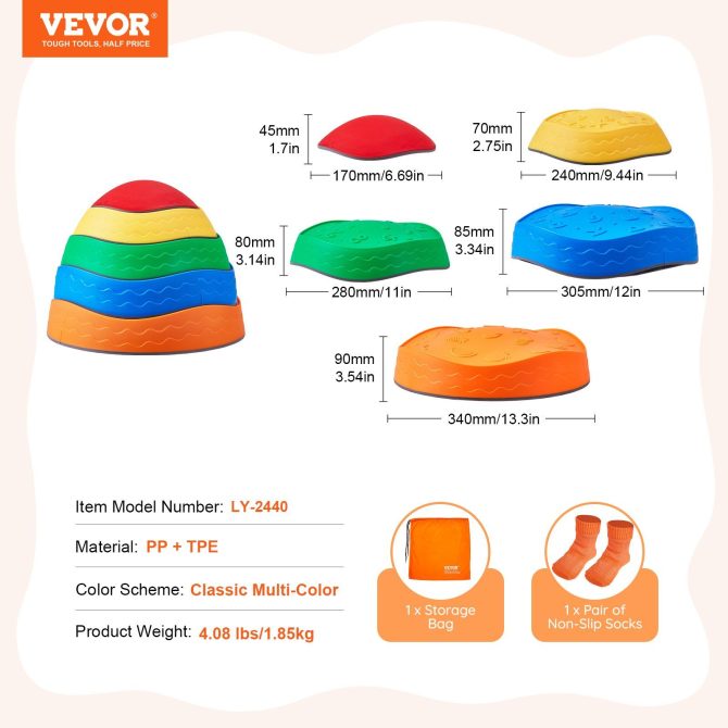 VEVOR Kids Balance Stepping Stones Sensory Obstacle Course 5 PCS Outdoor Indoor - Image 7