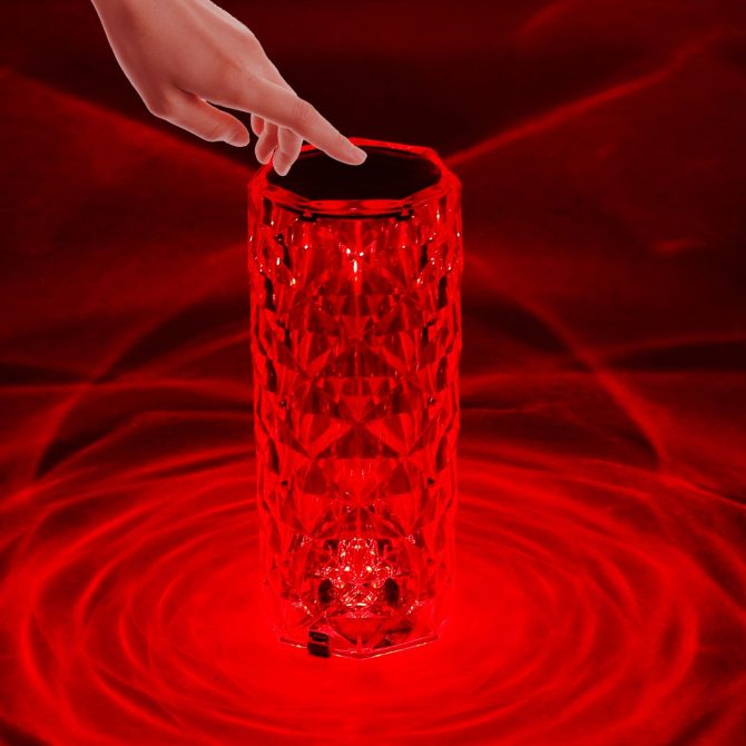 Crystal Diamond Rose Table Lamp Dimmable Remote Touch Control Night Light - Image 2