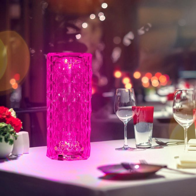Crystal Diamond Rose Table Lamp Dimmable Remote Touch Control Night Light - Image 4