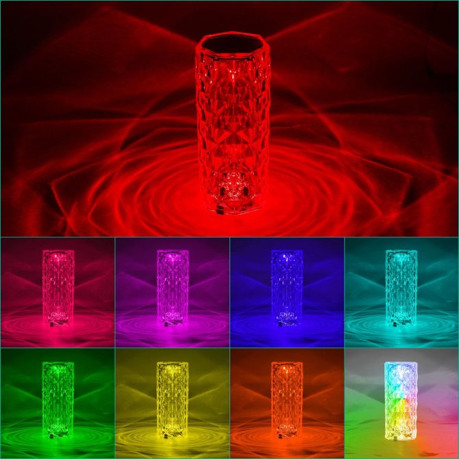 Crystal Diamond Rose Table Lamp Dimmable Remote Touch Control Night Light - Image 10
