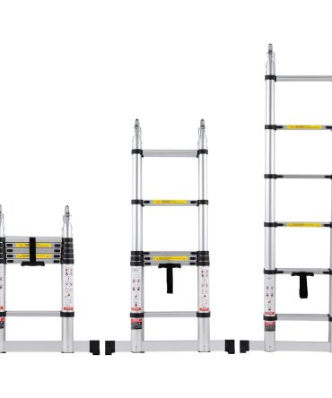 Telescoping Extension Ladder 12.5FT A-Shape w/ Stabilizer Bar for RV