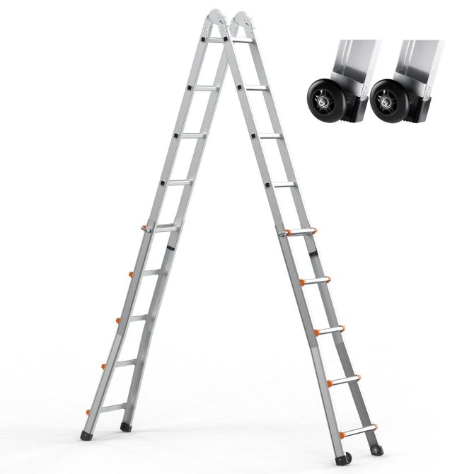 VEVOR Telescoping Ladder A Frame 16.7 FT Extension Multi-Function for Homework - Image 9