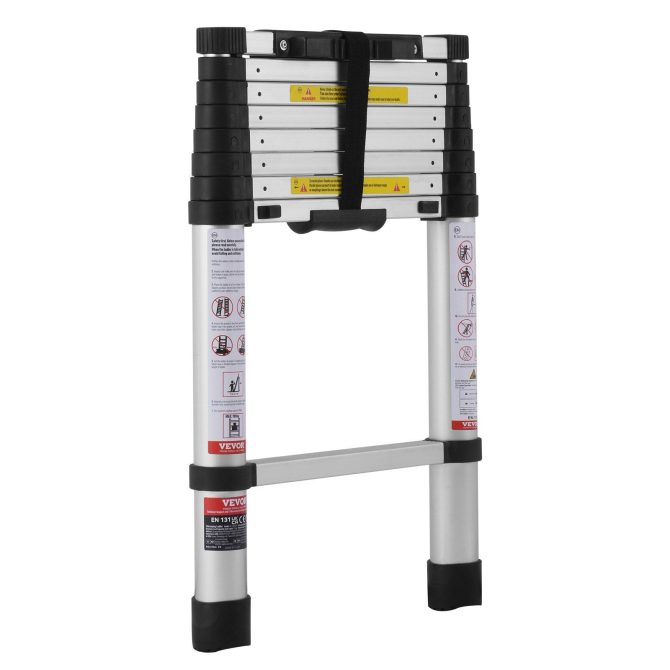 VEVOR Telescoping Extension Ladder 8.5FT One-button Retraction 375 LBS Capacity - Image 10
