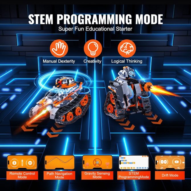 VEVOR STEM Building Toys for Kids 5 in 1 App & Remote Control Car/Robot 554 PCS - Image 3