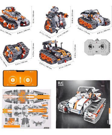 VEVOR STEM Building Toys for Kids 5 in 1 App & Remote Control Car/Robot 554 PCS