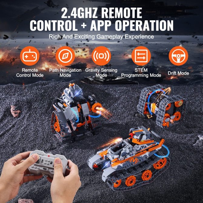 VEVOR STEM Building Toys for Kids 5 in 1 App & Remote Control Car/Robot 554 PCS - Image 5