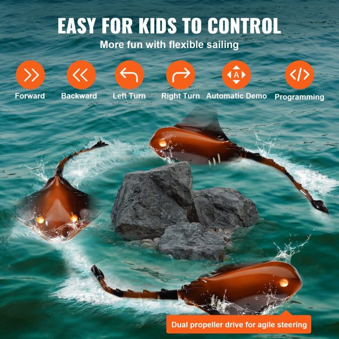 Christmas gifts! VEVOR Remote Control Manta Ray Toy 2.4 GHz High Speed RC Boat Kids Adults Gift - Image 3