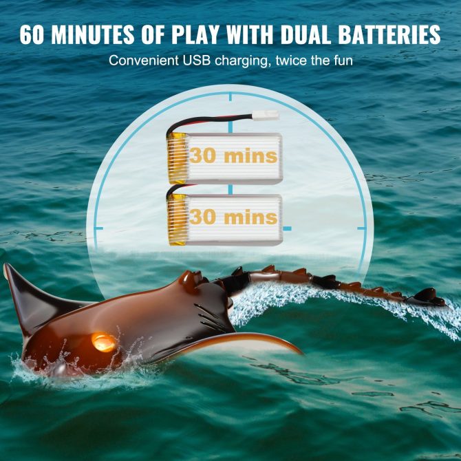 Christmas gifts! VEVOR Remote Control Manta Ray Toy 2.4 GHz High Speed RC Boat Kids Adults Gift - Image 6