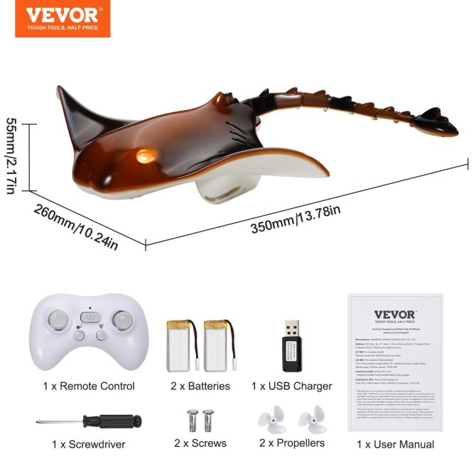 Christmas gifts! VEVOR Remote Control Manta Ray Toy 2.4 GHz High Speed RC Boat Kids Adults Gift - Image 7