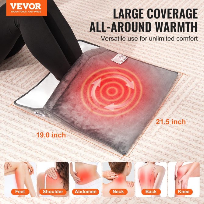 VEVOR Electric Heated Foot Warmer Soft Flannel Foot Heating Pad 21.5" x 19.0" - Image 2