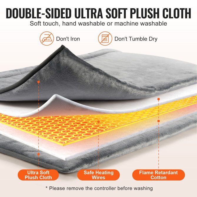 VEVOR Electric Heated Foot Warmer Soft Flannel Foot Heating Pad 21.5" x 19.0" - Image 5