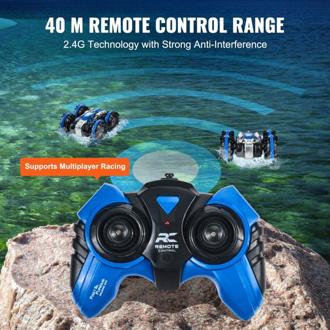 VEVOR Amphibious Remote Control Car Boat 2.4 GHz 4WD RC Boat Kids Adults Blue - Image 5