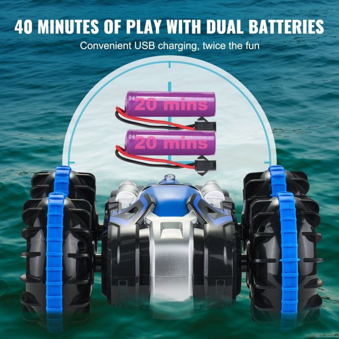 VEVOR Amphibious Remote Control Car Boat 2.4 GHz 4WD RC Boat Kids Adults Blue - Image 6