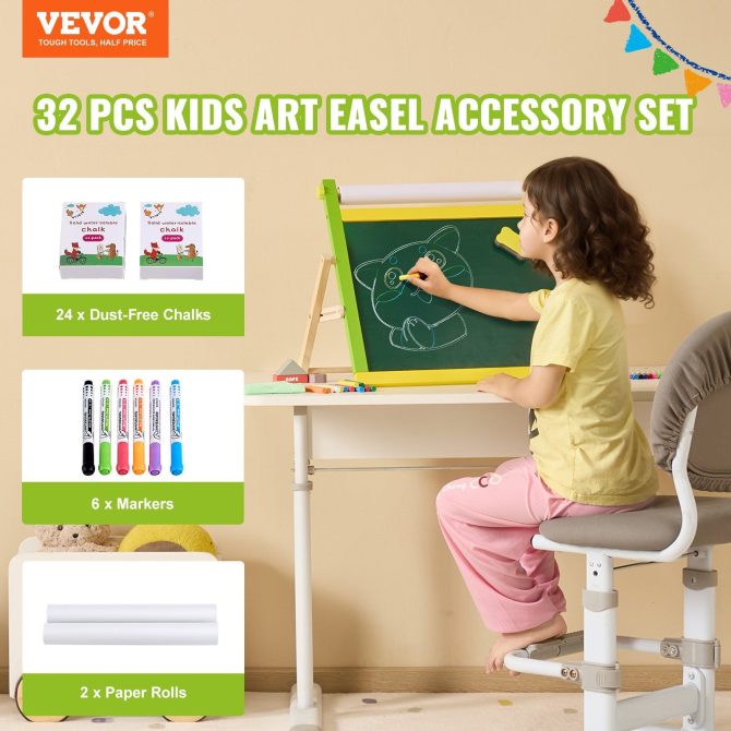 VEVOR Easel Accessory Set Chalk & Markers & Paper Rolls 32PCS for Tabletop Easel - Image 2