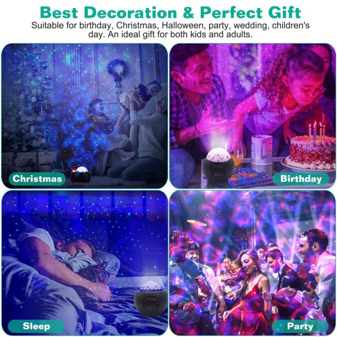 Galaxy Star Projector LED Sky Night Lamp USB Ocean Wave Star Light - Image 7