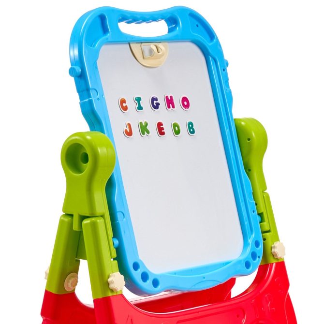 VEVOR 2-in-1 Kids Art Easel Double-Sided Magnetic Whiteboard Chalkboard Rotating - Image 11