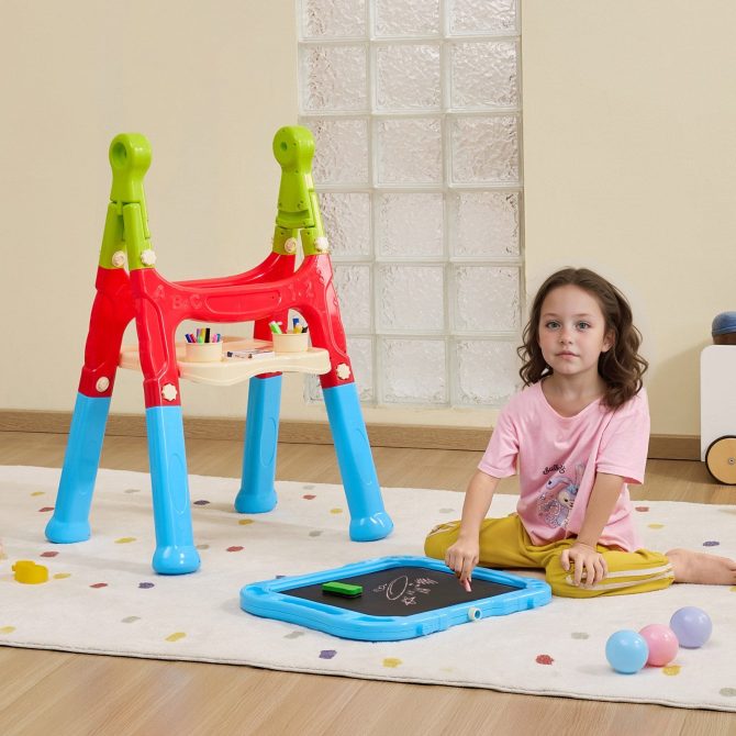 VEVOR 2-in-1 Kids Art Easel Double-Sided Magnetic Whiteboard Chalkboard Rotating - Image 8