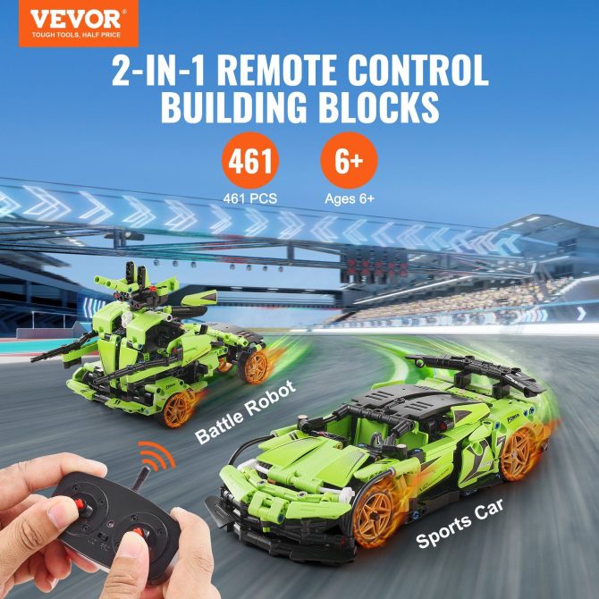 VEVOR STEM Building Toys for Kids 2 in 1 App & Remote Control Car/Robot 461 PCS - Image 2
